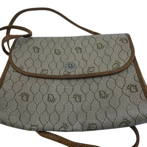 Dior Honeycomb Flap Beige Canvas & Leather Mini Shoulder Bag